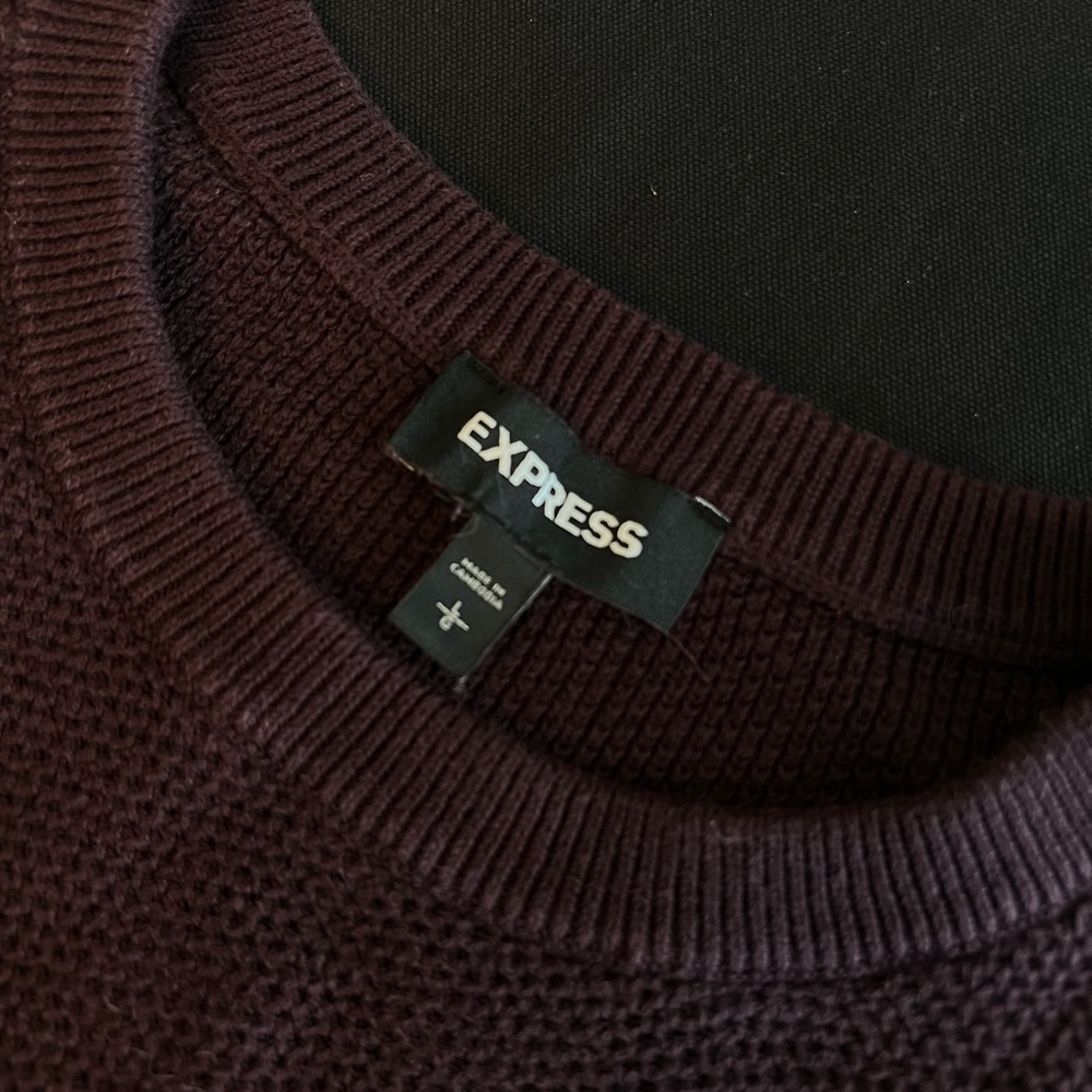 Express Maroon Crewneck Sweater Classic Knit Mens Size Large